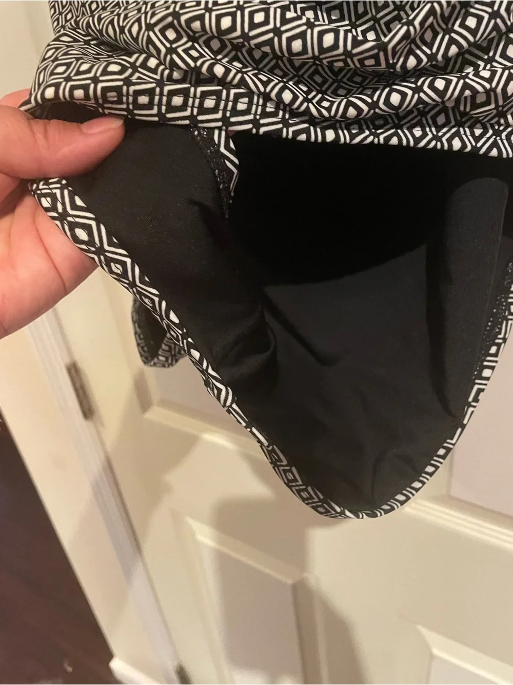 DKNY Black One-Piece Swimsuit with White Geometric Trim - Picture 7 of 12